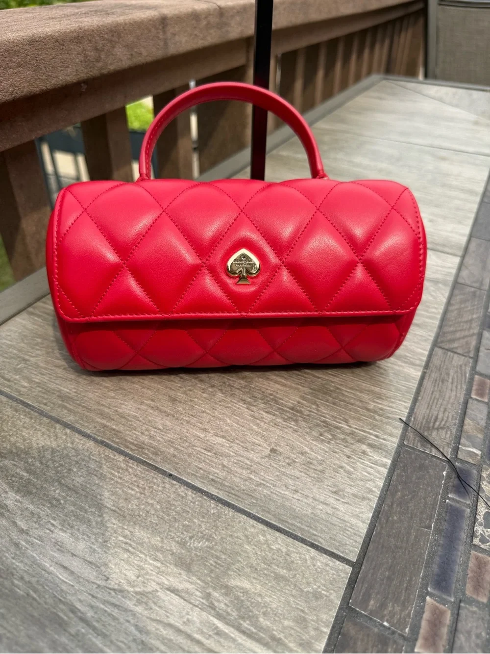 NWOT Kate Spade New York Heart Barrel Quilted Crossbody Bag Ruby Red Novelty
